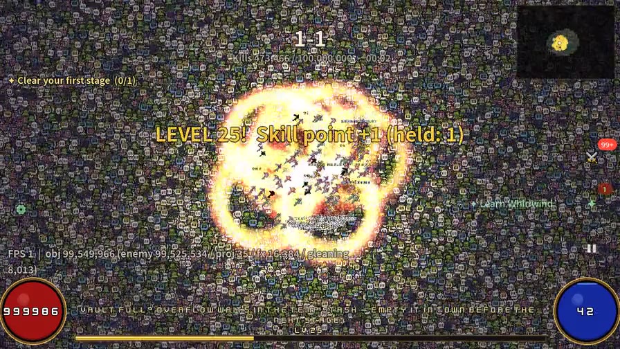 Hellfarm 1억 마리 전투 캡처